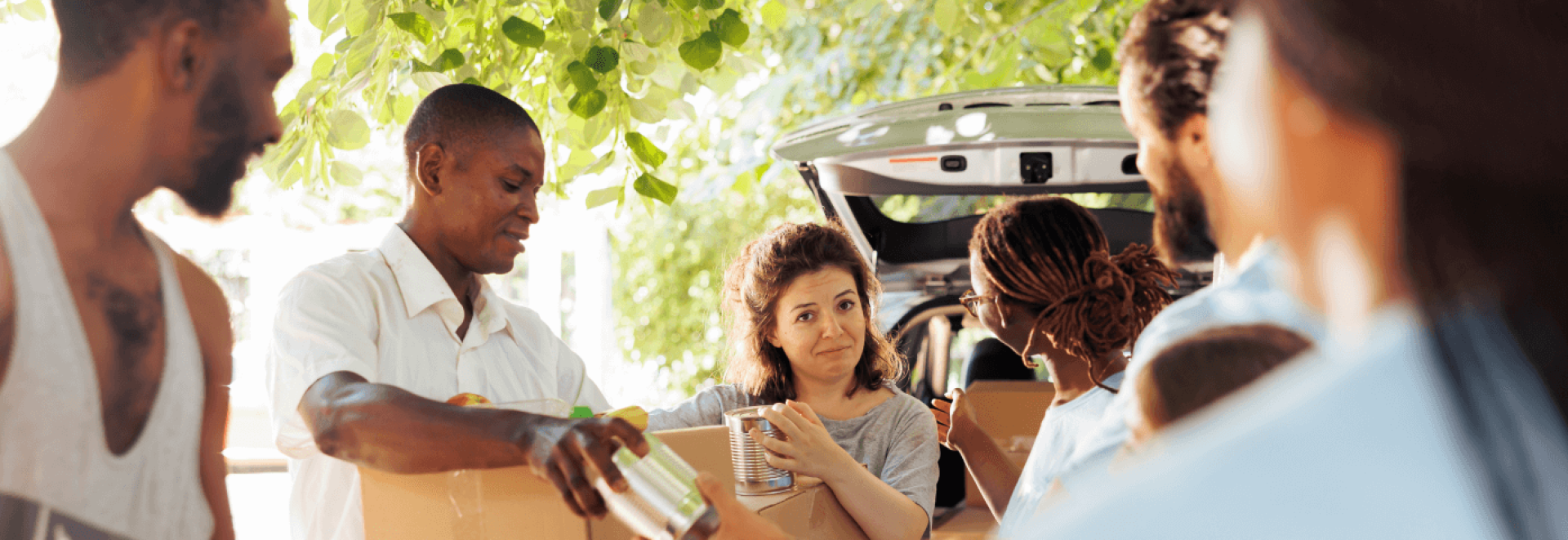 a group of people in a car