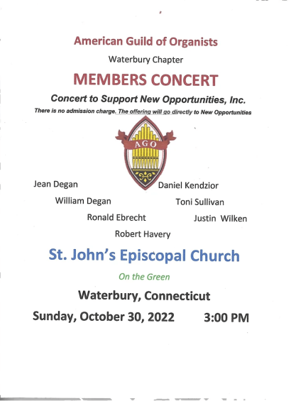 American Guild of Organists: Concert to support New Opportunities Inc. thumbnail image